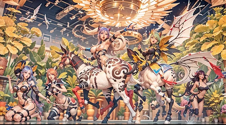 In the beautiful illustration of this super-grand scene，The ultra-long-range lens is shown（Over eight unique centaur characters：9.9），They all have their own characteristics，Vivid and interesting。Radiant angelic centaurs from the heavenly realm，To the helli...