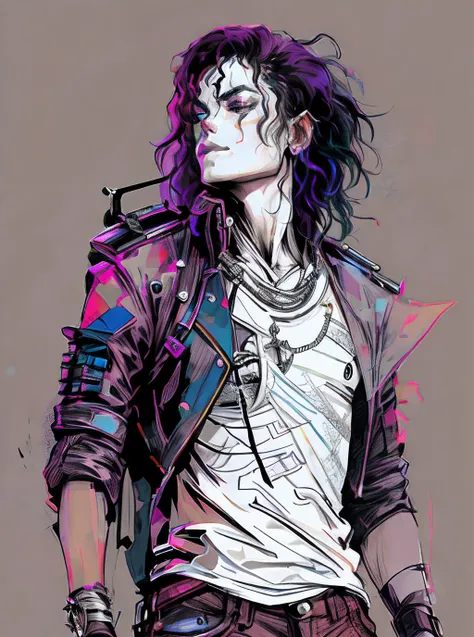 vinpunk style, michael jackson, highly detailed