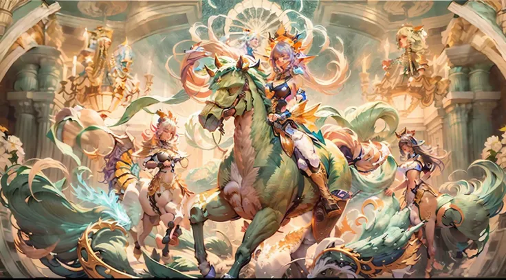 in the beautiful illustration of this super-grand scene，the ultra-long-range lens is shown（over eight unique centaur characters：...