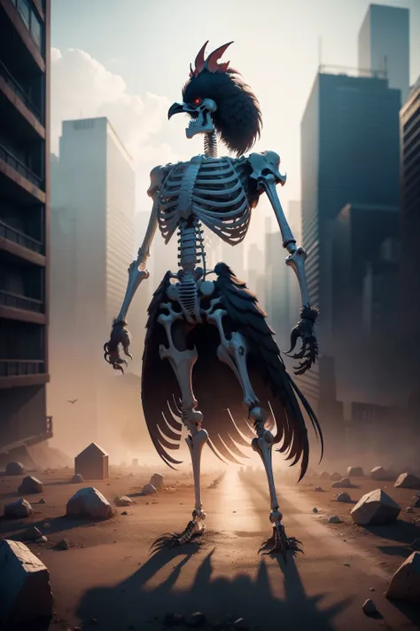 rooster skeleton, death city, full body