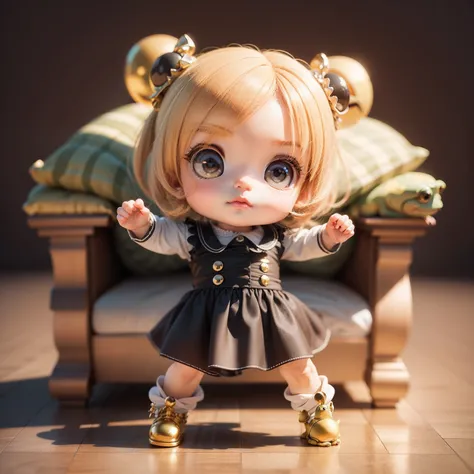 Cute Baby Chibi Anime、(((Chibi 3D))) (Best Quality), (masutepiece)、Frog Chibi、Sharp Claw Pose、A detailed face、Standing、Chibi Living