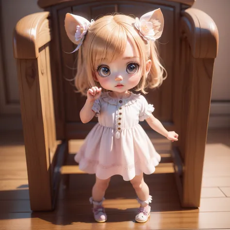 Cute Baby Chibi Anime、(((Chibi 3D))) (Best Quality), (masutepiece)、Frog Chibi、Sharp Claw Pose、A detailed face、Standing、Chibi Living