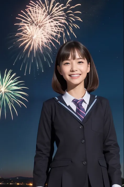 A smile、hi-school girl、校服、While doing fireworks、starrysky、Aurora