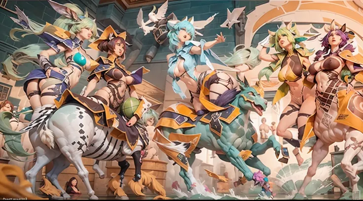 In the beautiful illustration of this super-grand scene，The ultra-long-range lens is shown（Over eight unique centaur characters：9.9），They all have their own characteristics，Vivid and interesting。Radiant angelic centaurs from the heavenly realm，To the helli...