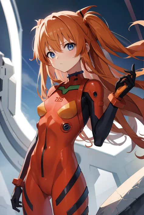 asukalangley, asuka langley soryu, blue eyes, hair between eyes, headgear, interface headset, orange hair,
BREAK bodysuit, long sleeves, plugsuit, red bodysuit,
BREAK outdoors, city,
BREAK looking at viewer, BREAK (masterpiece:1.2), best quality, high reso...