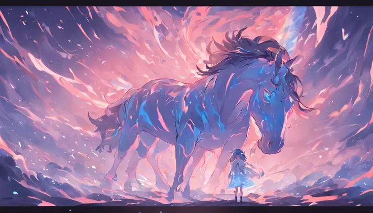 （Legendary artwork），（Running unicorns），Blue-black body，fluorescence，rendering by octane：1.5，in a cloud，Faraway view，Ultra-clear image quality，No characters，（Cloud effects：1.5），（Lightning effects：1.5），（Water vapor effect：1.5），super detailing，8K，official wor...