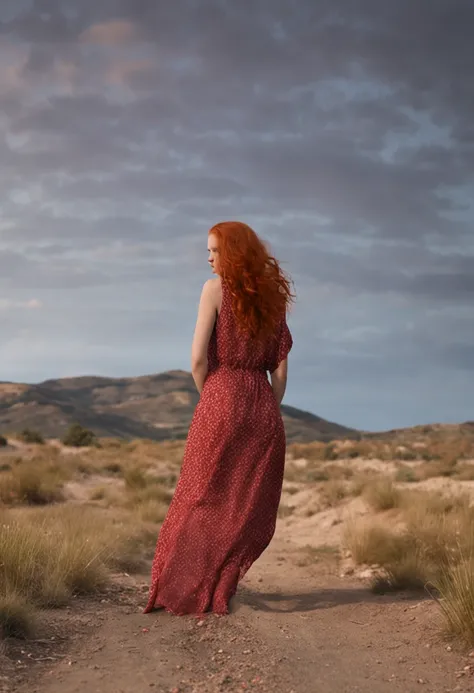 Realistic woman with red hair appearance and freckles, 25 anos, sem roupa, seios bonitos