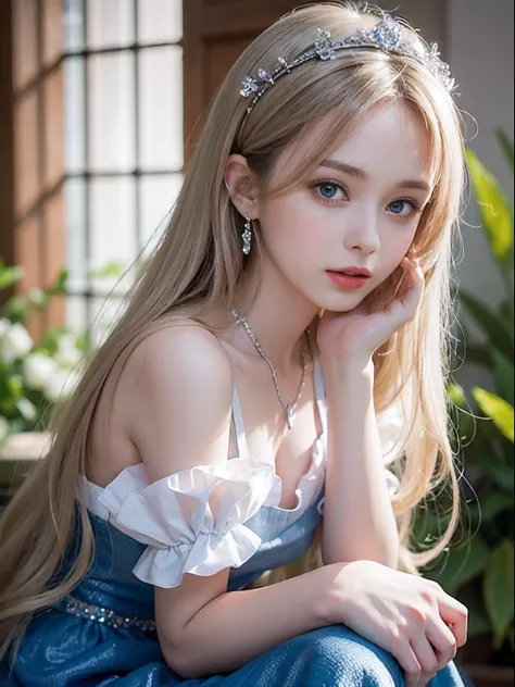 portlate、Alice in Wonderland、Blue sky、Bright and very beautiful face、Young shiny shiny white shiny skin、Best Looks、Platinum blonde hair with dazzling highlights、finer hair、beautiful long back hair that is very straight,,,,,,、Super long silky straight hair、...