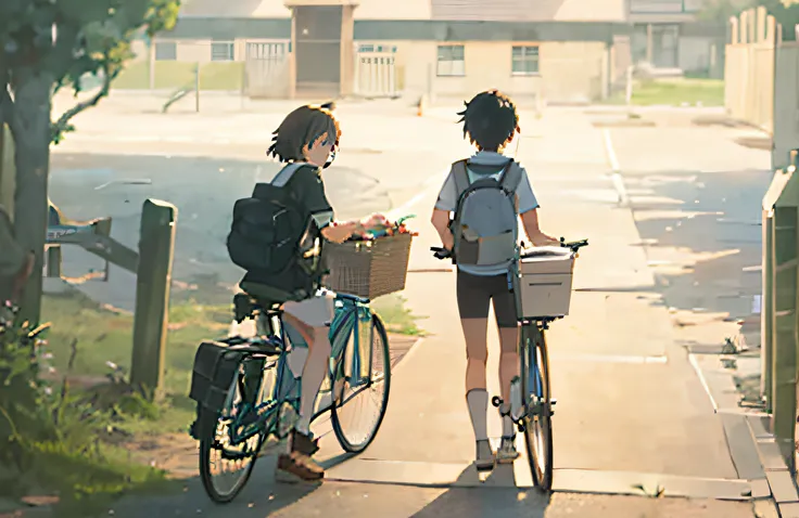 anime scene of two people on bicycles looking out at the ocean, ( ( shinkai ) ), style of makoto shinkai, shinkai. —h 2160, makoto shinkai movie, studio glibly makoto shinkai, shinkai, in style of makoto shinkai, by Makoto Shinkai