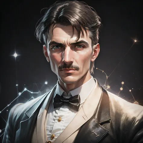 Nikola Tesla, high quality, realistic, laboratory background