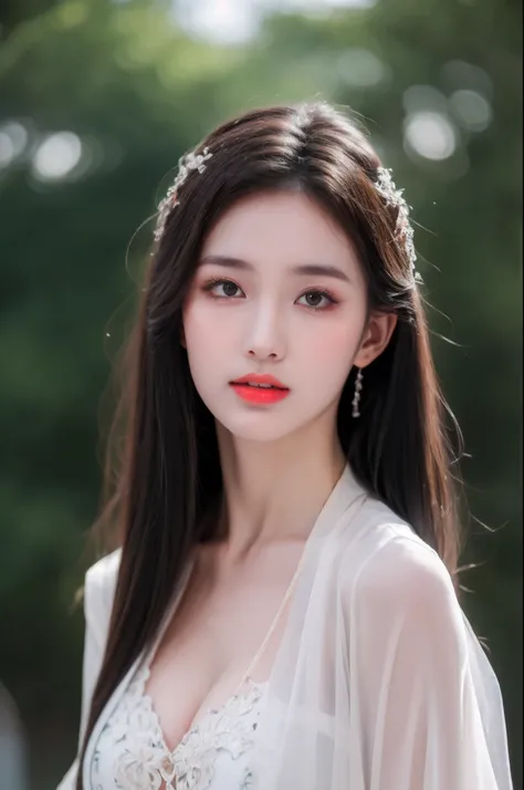 ((Best Quality, 8k, Masterpiece: 1.3)), Focus: 1.2, Perfect Body Beauty: 1.4, Buttocks: 1.2, ((Layered Haircut)), (Wet Clothes: 1.1), (Rain, Street:1.3), (Breasts: 1.2), (Hanfu: 1.2), Bare Shoulders, Bare Legs, Highly Detailed Face and Skin Texture, Fine E...