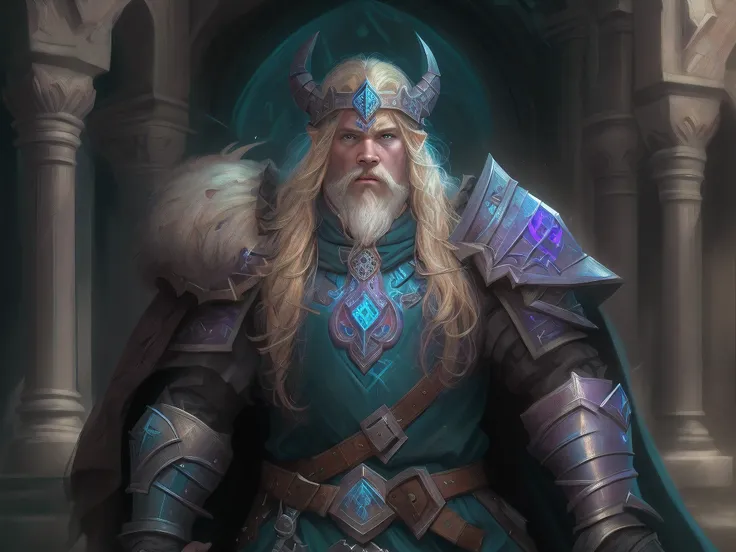 a picture of dwarf paladin of the crown protecting the palace, 1male dwarf, holy knight, protector of the crown, full body (best details, Masterpiece, best quality :1.5), blond hair, long hair, blond beard, full body (best details, Masterpiece, best qualit...