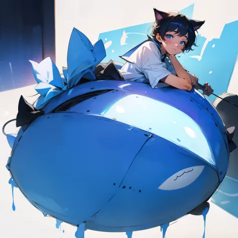 Cat ears、blue colors、schoolboy --auto