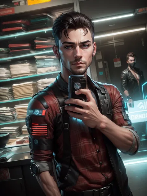 Change baground cyberpunk handsome boy. Realistic face. 8k ultra realistic