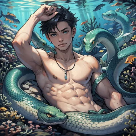 A boy at the bottom of the sea，Raised sexy，serpent