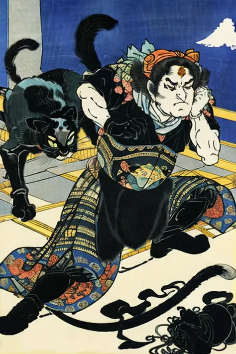 extreme detail description,Utagawa Kuniyoshi,(1black cat),(Emotional body movements:1.3),
negative space, shuimobysim, bonian, bonian in background ,shukezouma, ,nffsw,nffsw,8K, Best Quality,