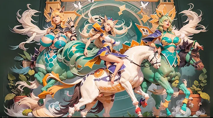 In the beautiful illustration of this super-grand scene，The ultra-long-range lens is shown（Over eight unique centaur characters：9.9），They all have their own characteristics，Vivid and interesting。Radiant angelic centaurs from the heavenly realm，To the helli...