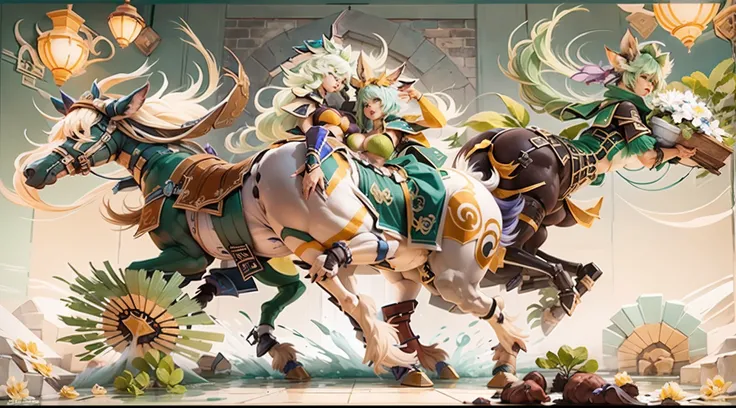 In the beautiful illustration of this super-grand scene，The ultra-long-range lens is shown（Over eight unique centaur characters：9.9），They all have their own characteristics，Vivid and interesting。Radiant angelic centaurs from the heavenly realm，To the helli...