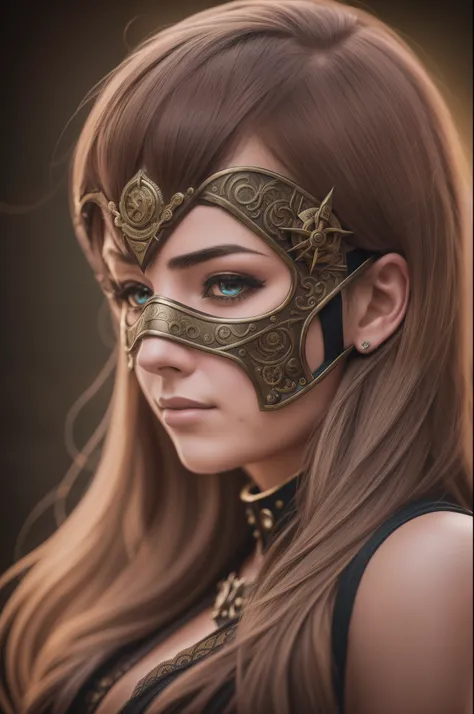 female heroine in DC-style mask  steampunk style, (with flash-based mask), steampunk style, antique background, elegant, dazzling, (wallpaper), concept art, intricate details, highly detailed, ((cinematic)), dramatic, (highest quality, Awarded, masterwork:...