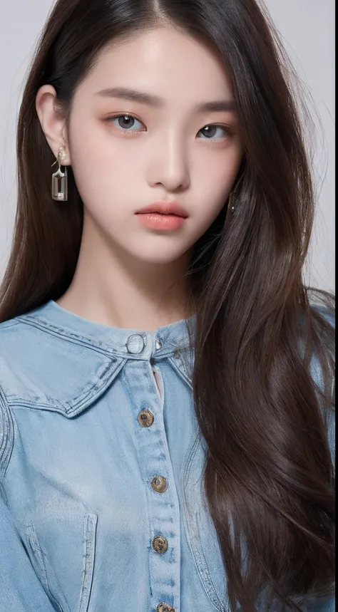 one cyborg teen model , hair model, Unique hair details, cowboy fashion, Near future , double eyelid, plump lips, professional makeup