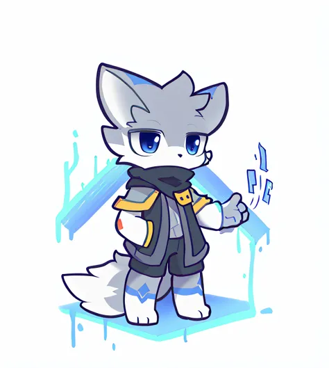 there is a drawing of an anthropomorphic wolf, fursona art, advanced digital chibi art, furaffinity fursona, husky in shiny armo...