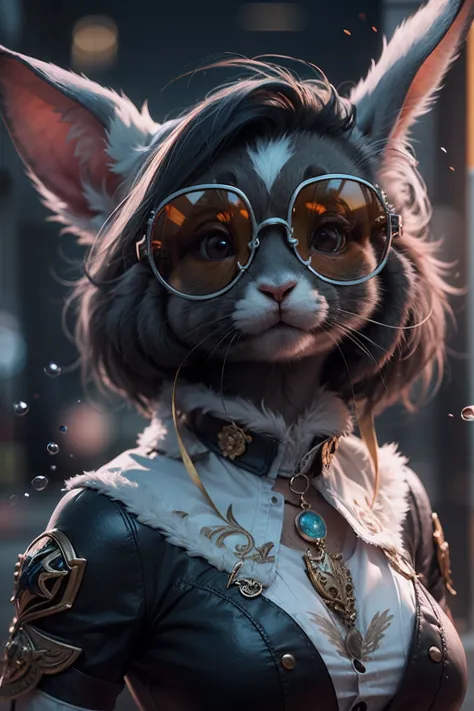 rabbit, black sunglasses, luxury outfit