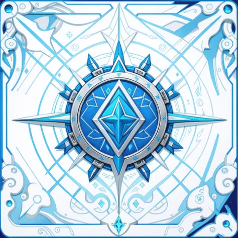 blue and white logo, protoss!!!!, protoss!!, protoss, ancient symbol behind it, leviathan cross, [epic, magic rune, symmetrical ...