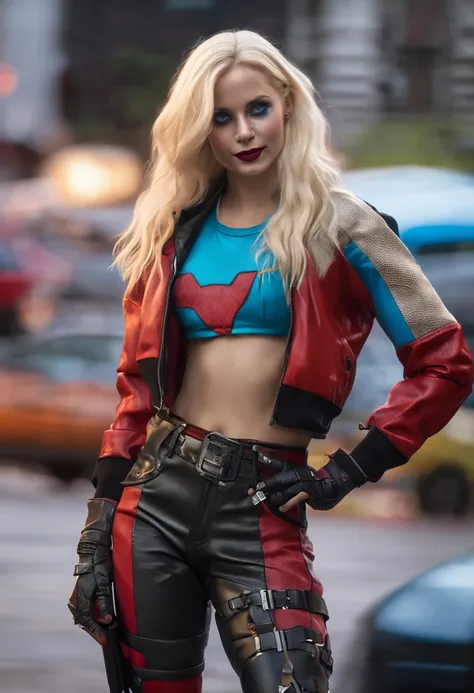 SEXY BLONDE BLUE EYES HARLEY QUIN HYPER REALISTIC LOOKS AT THE CAMERA