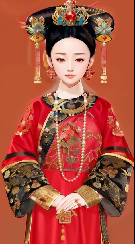 a woman in a red dress with a dragon on her head, ancient chinese princess, chinese princess, ancient asian dynasty princess, palace ， a girl in hanfu, chinese empress, wearing ancient chinese clothes, with acient chinese clothes, chinese costume, ancient ...