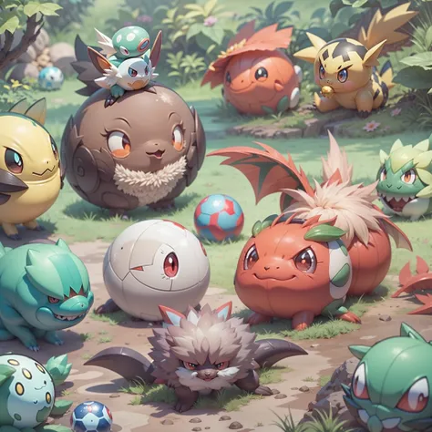 Pokemon masters that have appeared in the real world, new species of Pokemon that have come out of monster balls, cute Pokemon, monster balls, legendary Pokemon, unimaginably beautiful natural backgrounds, high-level image quality, high quality, realism,