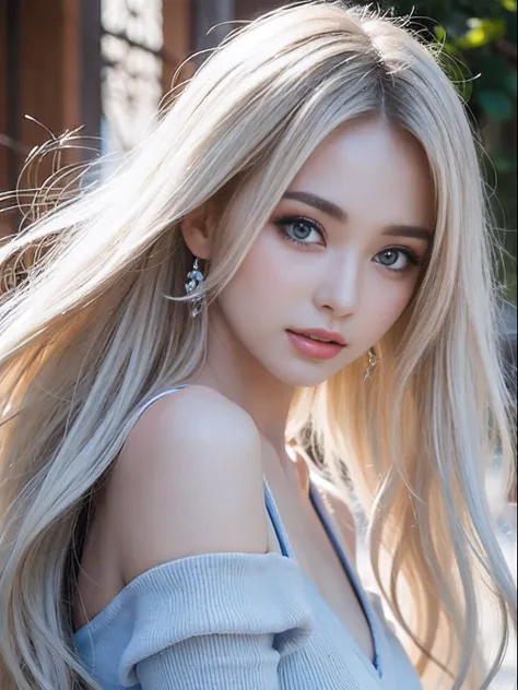 portlate、Blue sky、Bright and very beautiful face、Young shiny shiny white shiny skin、Best Looks、Platinum blonde hair with dazzling highlights、finer hair、beautiful long back hair that is very straight,,,,,,,,,,,,、Super long silky straight hair、Beautiful bang...