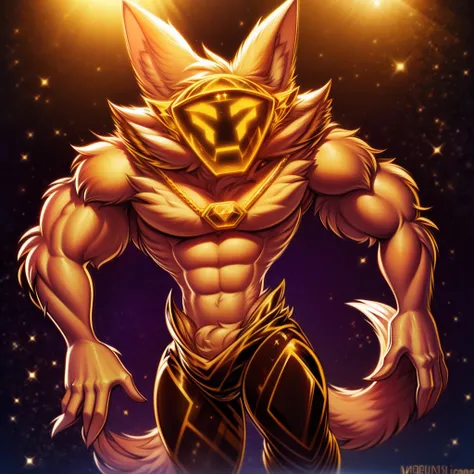 Fashion Big Hungry Wolf Gold Diamond Onyx Emerald Decoration Handsome Wolf Anthropomorphic Body Muscles Eight-Pack Abs Diamond Necklace Sparkling 8k Werewolf Face