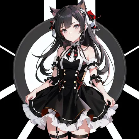 Anime girl in black and white dress with black eyes, Cute anime waifu in a nice dress, (Anime Girl), anime moe art style, Kantai Collection Style, anime girl wearing a black dress, noire, Gothic Maiden anime girl, azur lane style, from the azur lane videog...