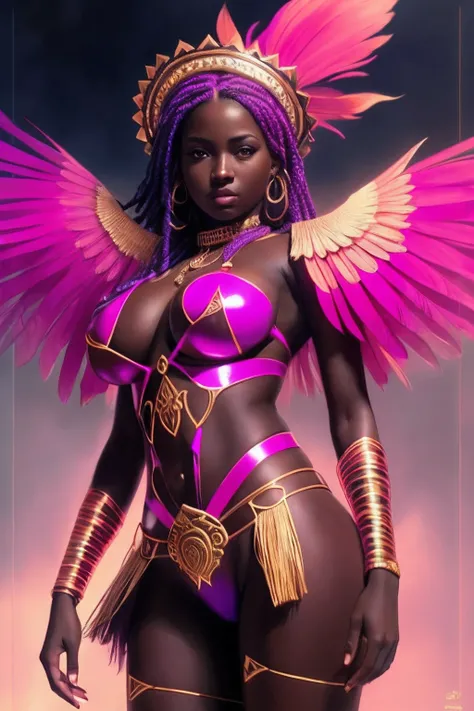 Top CG，（tmasterpiece），（insanely details），（Ultimate quality），1girll，African goddess Yemanja, Coloring, The dominance of blue, perfect bodies, sketchbook, handpainted, darkly, bravery, realistic sketch, Rough sketch, A strong blend of dark colors and loose l...