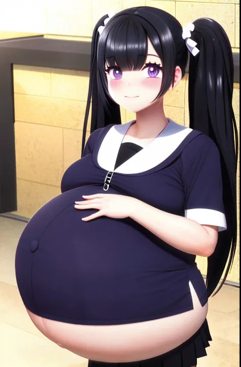 Twintails, black hair,Big Baby Bump pregnant, school uniform, Big boobs, nipple, cum,16 years girl, Big pregnant Belly, Big Pregnant girl, Largest Belly of Pregnant, Huge 9 months Pregnancy Pregnancy Belly, purple eyes, Hugest pregnancy belly