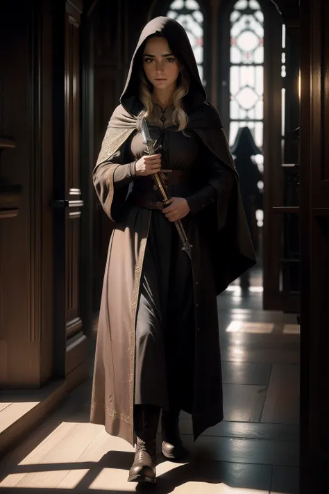 Dark Agnes de Chastillon, personagem feminina criada por Robert Ervin Howard, mulher de cabelos ruivos curtos,trimmed to the shoulder,cor vermelha, olhos azuis penetrantes, sensualidade selvagem, Woman wearing mens clothes without losing her sensuality wit...