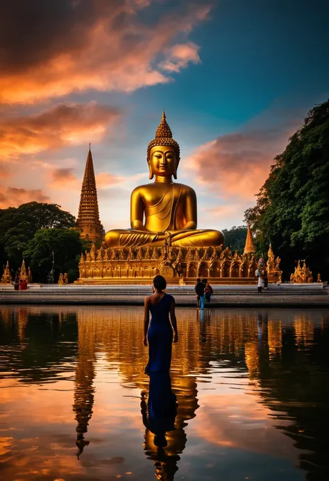 ha um jovem pedindo dinheiro na rua se depara de frente com buda, 4k imagem