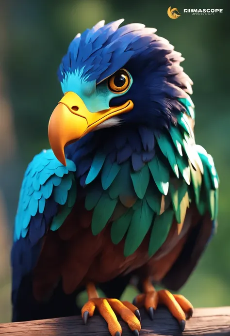 Cute little colored eagle, vray render, kawai, Smile