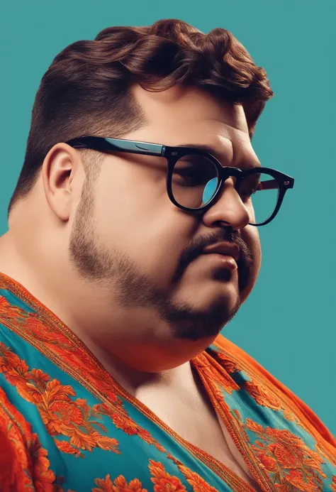 a fat guy using glasses