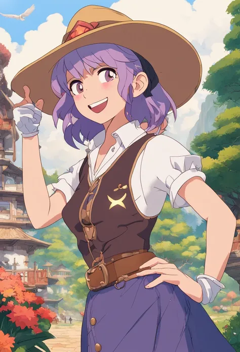 1girl, full body, cowboy shot, (Rembrandt), illustration, (masterpiece), (best quality), (ultra_detailed), finely detail, (Depth of field), HshinoAi,gloves, tongue out, tongue, long hair, star (symbol), looking at viewer, (purple hair:1.2), purple eyes, up...