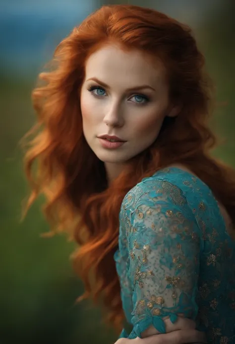 redhead, alto, olhos azuis, gordura, Rosto redondo