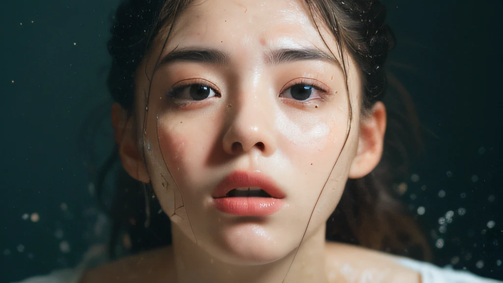 （（top quority，8k，tmasterpiece：1.3）），woman（hot onsen），perspired，water droplets on the forehead of the face，exteriors，background u...