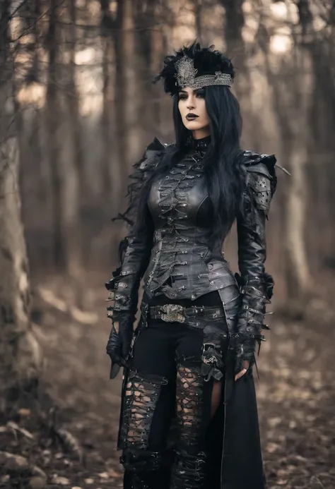 wasteland week-end outfit in the style of warhammer medieval ragged armor leather and metal