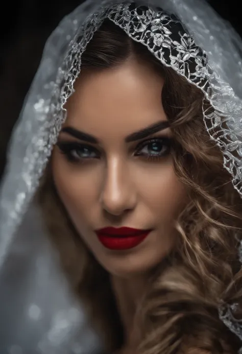 Extreme close-up of the models face,Smoky eye makeup,red lipstick,Wet face dripping ,Guido Argentinian style,Stylish photo shoots,ultra realistic,photoshoots ,Photo shot of Canon EOS 5D Mark 4 and SIGMA Art lens 35mm F1.4 Dangerous goods HSM,unrealengine