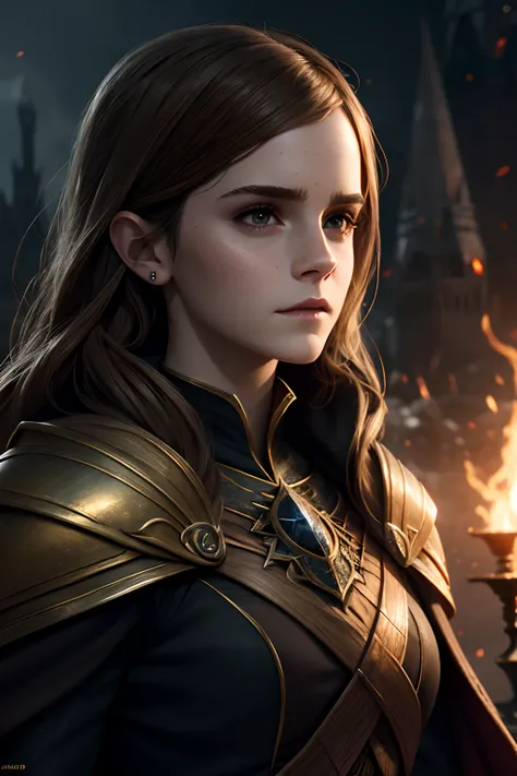 Emma Watson as Sauron, fantasy, beautiful face, character design, 8k, artstation, blur, high detail, 4k render