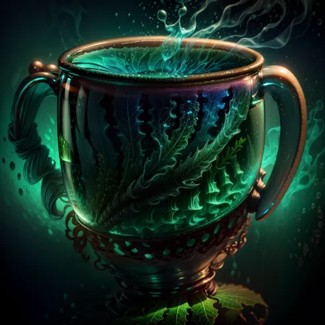 mug, wormwood, surreal, bioluminescence