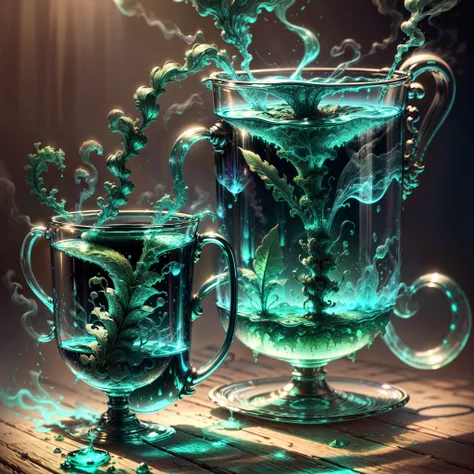 mug, wormwood, surreal, bioluminescence ((perfect))