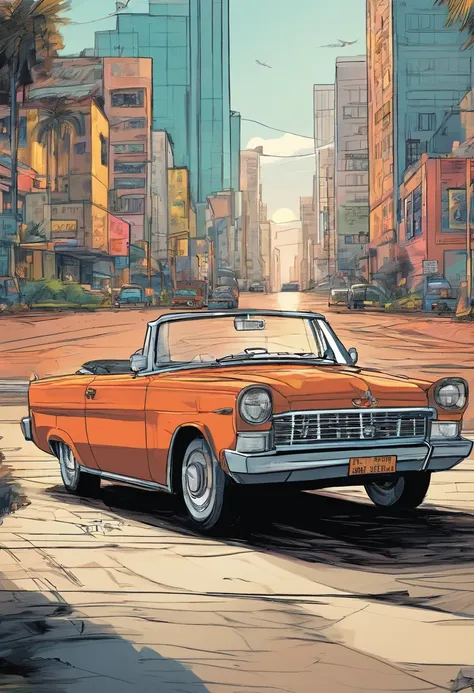 ((a convertible car)), marca gurgel, estilo quadrado, cor grafite, in the city of são paulo, cinematic setting, colors: oil and ...