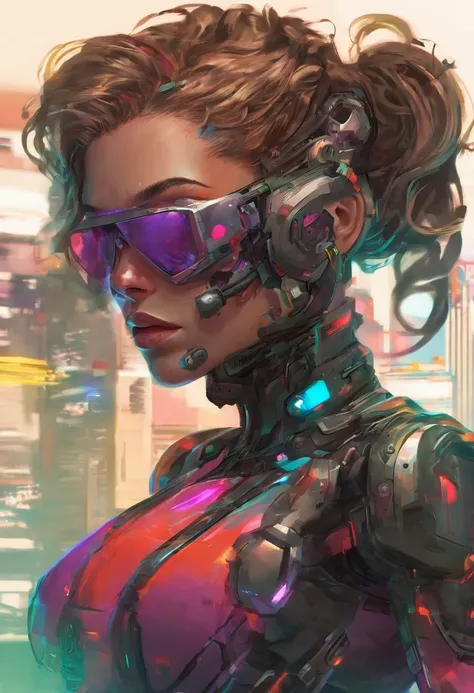 (highly detailed: 1.2), (canon EOS R6 best quality: 1.2), (8k: 1.0), (emb-rrf-low: 1.0), (lots of large black tattoos on cybernetic head open in the middle showing the inside, detailed face, hyper detailed eyes and wearing hi-tech sunglasses with holograph...