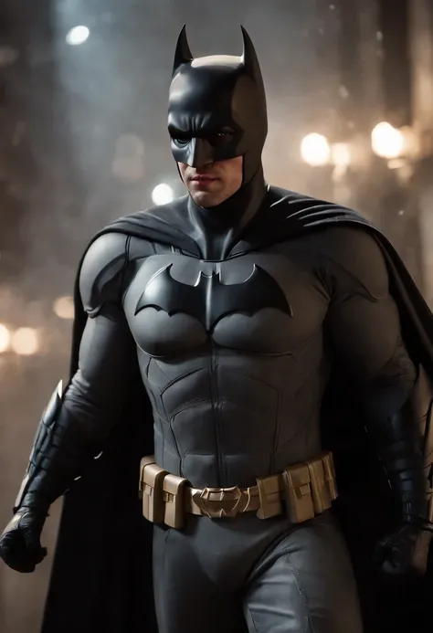 (CG extremamente detalhado e realista, master part, best quality, ultra-detalhado) Batman em traje dourado e branco, (best ilumination, Melhor sombra, um extremamente delicado e bonito), Dynamic angle, cinematic atmospheric, mechnical, smoke billowing, vap...